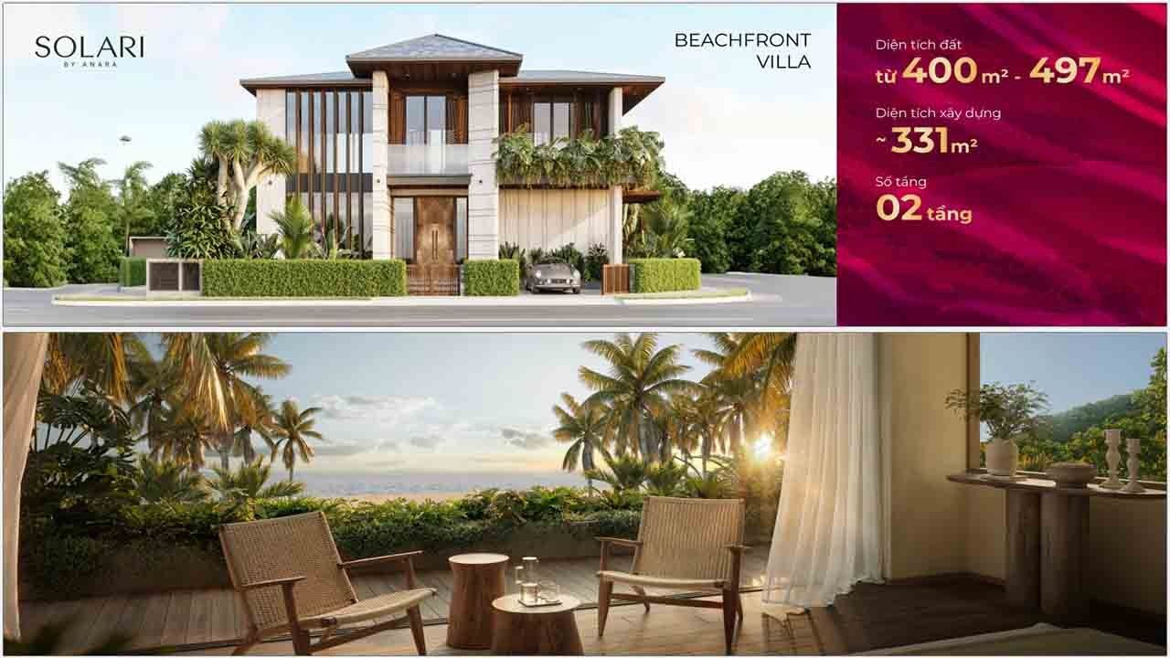 Phòng ngủ view biển Beachfront Villa Solari