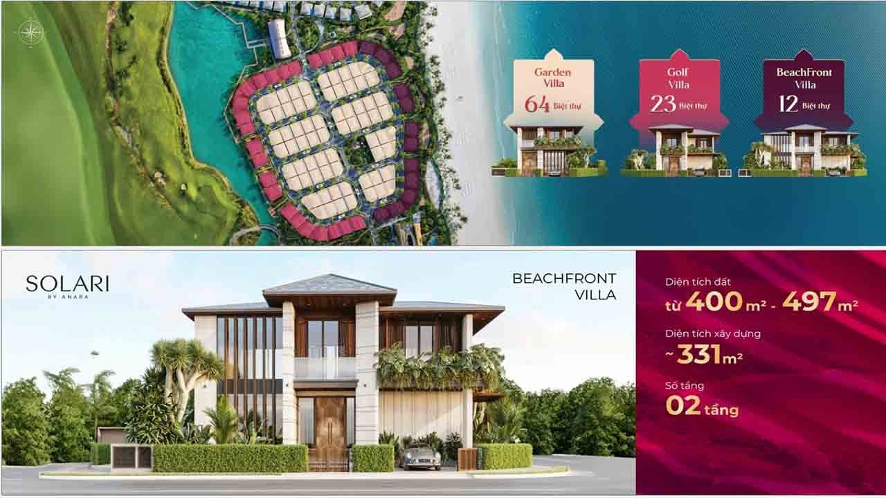 Thông số Beachfront Villa Solari: đất 400–497 m²