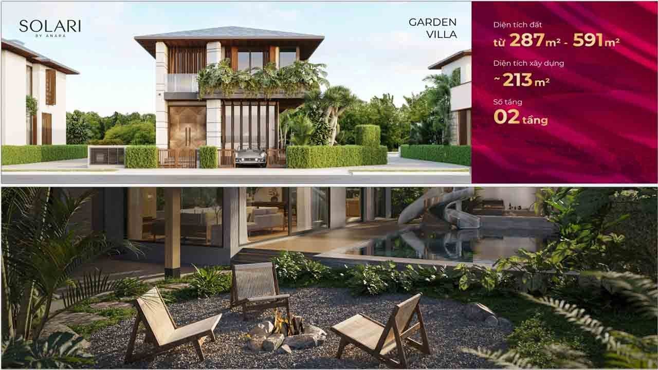 Thông số Garden Villa Solari: đất 287–591 m²