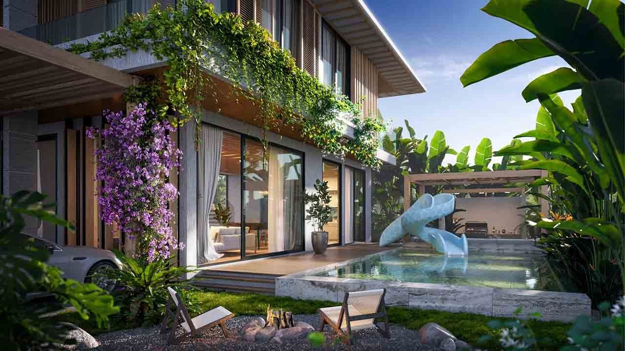 Hồ bơi và cầu trượt Golf Villa Solari