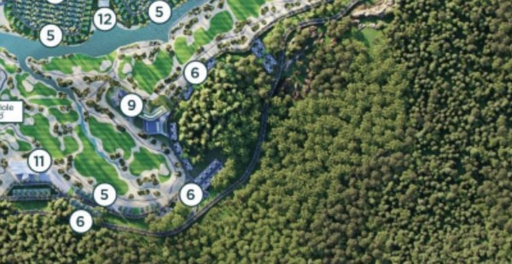 Vị trí biệt thự sườn đồi Hillside Villa (số 6) trên sơ đồ 20 hạng mục Anara Bình Tiên, dọc triền núi phía Đông Nam phía trên sân golf và khách sạn sân golf số 9