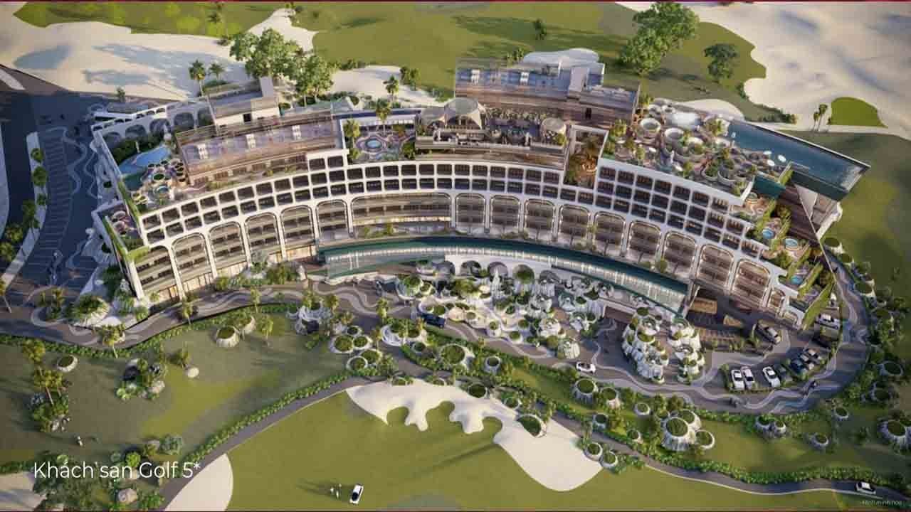 Phối cảnh khách sạn sân golf 5 sao Anara Bình Tiên giữa sân golf 18 hố — Phân kỳ 4, chưa khởi công